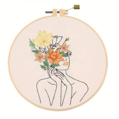 Floral Cross Stitch Kit for Beginners with Instructions