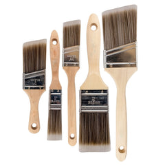 5pcs Angled Paint Brush Set Wooden Handle Stainless Ferrule