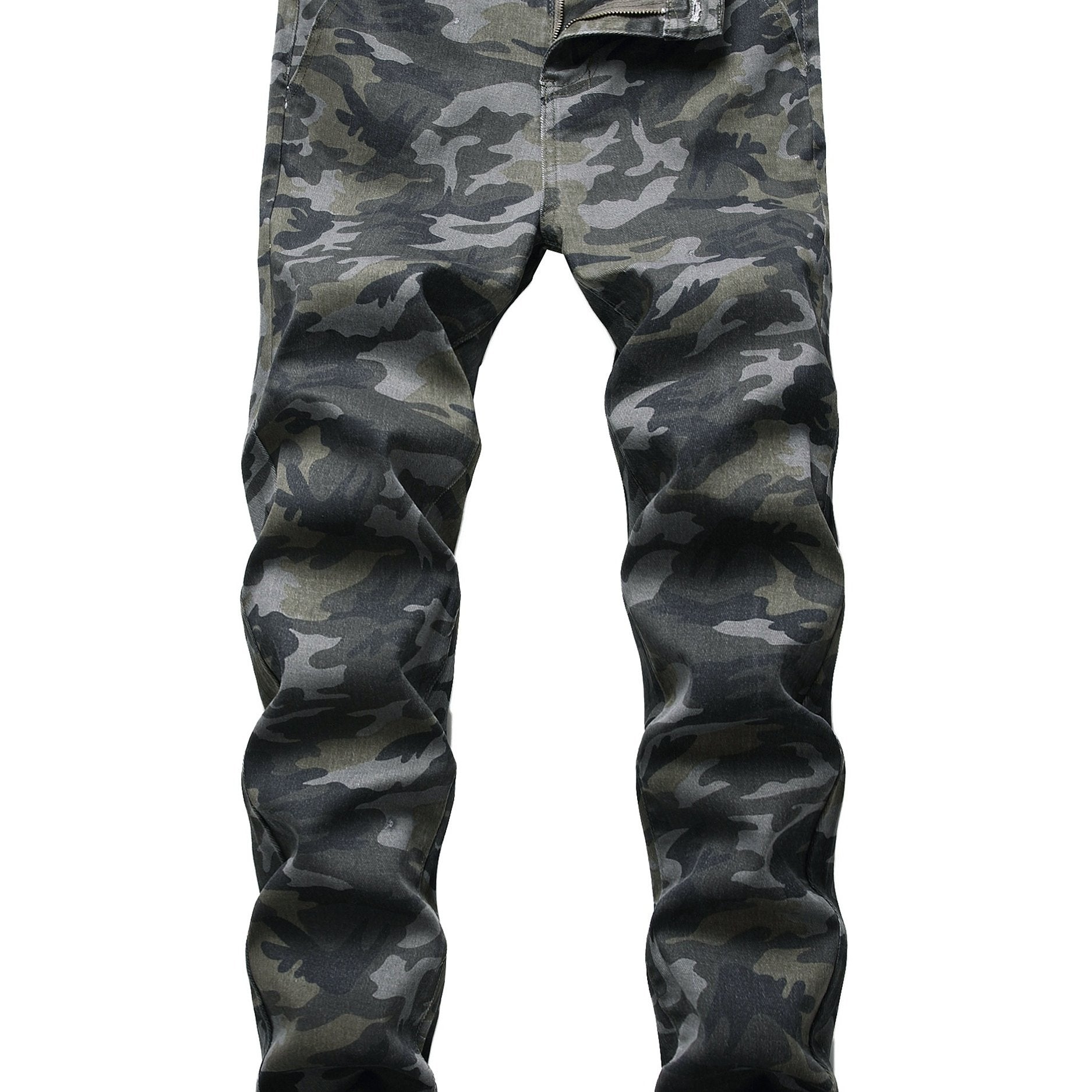 Camouflage Slim Fit Jeans Men's Casual Street Style Denim Pants