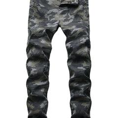 Camouflage Slim Fit Jeans Men's Casual Street Style Denim Pants