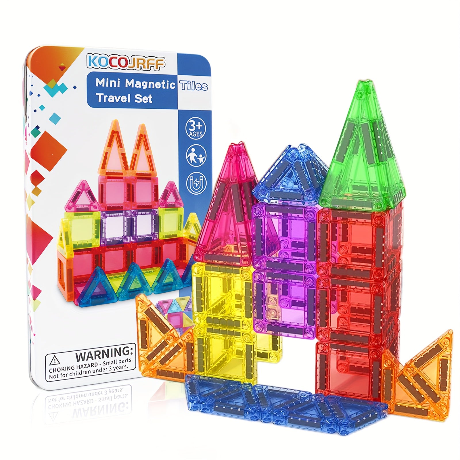 57pcs Magnetic Tiles Travel Set Portable & Fun Perfect Gift for Boys and Girls