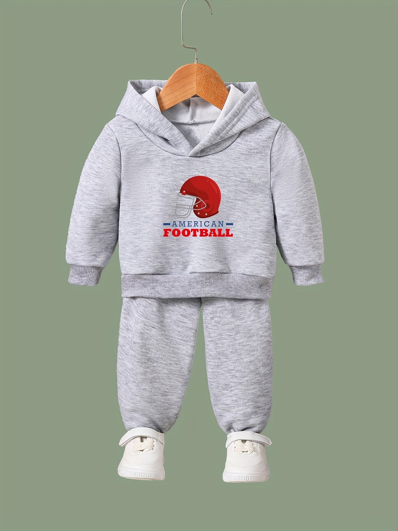 2pcs Helmet Print Girls Hoodies Jogger Pants Set For Sports