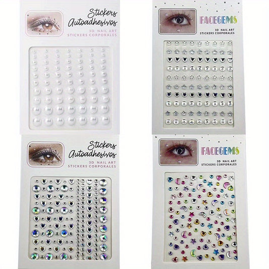 4pcs Music Stage Makeup Pearl Stickers Y2K Makeup Accessories Nail Stickers