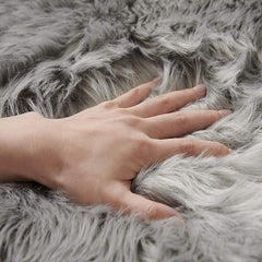 Grey Faux Fur Area Rug 12" Round Chair Pad Mat