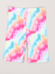 Girls Tie Dye Stretch Soft Leggings Elastic Waist Athletic Tight Slim Shorts