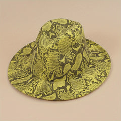Vintage Fedora Cap Snake Pattern Warm Jazz Hat