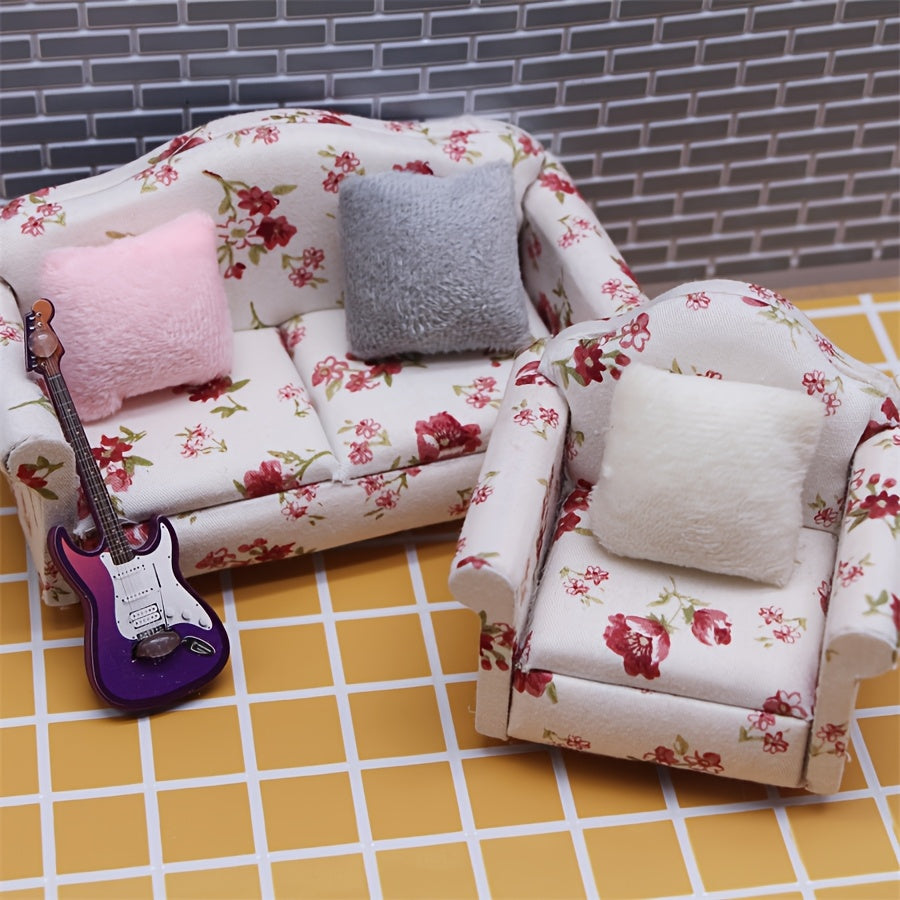 Mini Dollhouse Home Pillow Model Ornament Micro Bedroom Scene Sofa Cushion