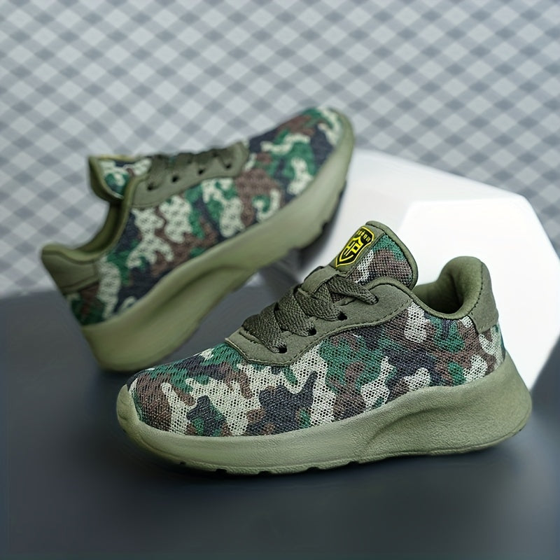 Boys Camo Sneakers Breathable Lightweight Lace Up Outdoors