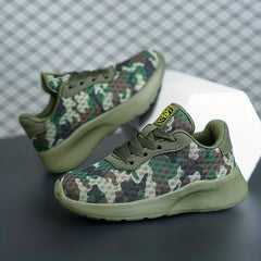 Boys Camo Sneakers Breathable Lightweight Lace Up Outdoors