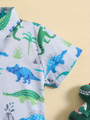 Baby Boys Dinosaur Graphic Button-up Shirt for Summer