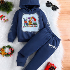 Happy Christmas Party Baby Boys Hooded Sweatshirt Set