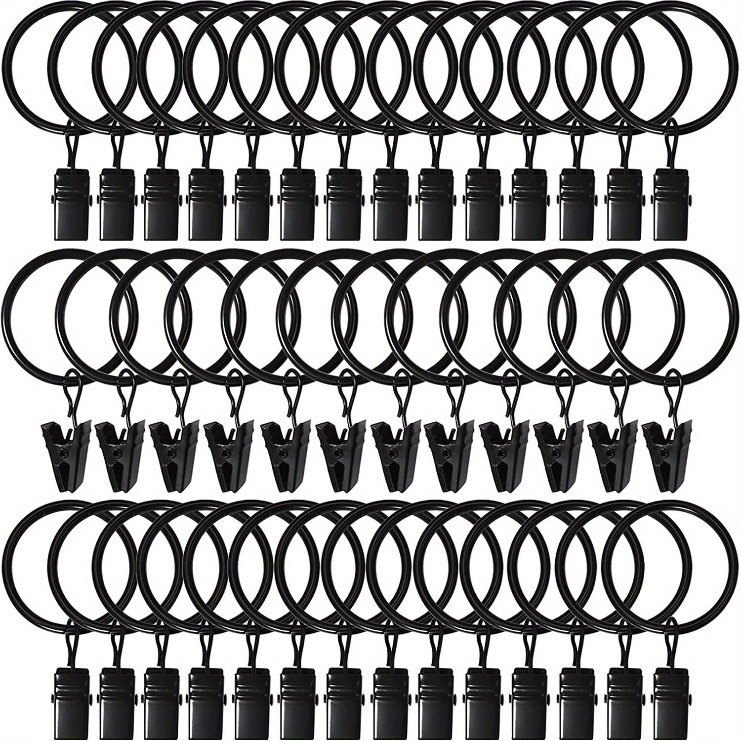 40pcs Curtain Rings with Clips Drapery Hooks Rustproof Metal Clips Hangers