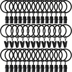 40pcs Curtain Rings with Clips Drapery Hooks Rustproof Metal Clips Hangers