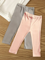 3pcs Girls Lace Side Taping Cropped Pants Leggings Kids Clothes