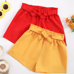 Girls Paperbag Waist High Waisted Belted Wide Leg Shorts