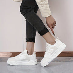 Women's Platform Skate Shoes Round Toe Block Lace up Sports Shoes