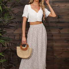 Boho Floral Print Maxi Skirts High Waist Loose Casual Skirts Women's Clothing