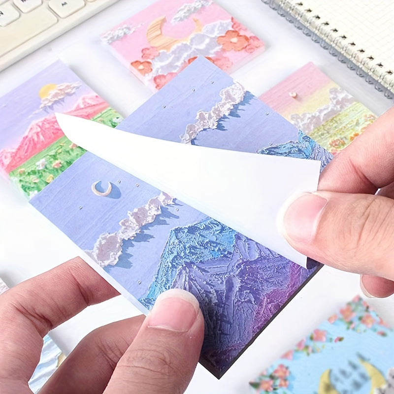 4pcs Painting Style Sticky Notes Set For Girls