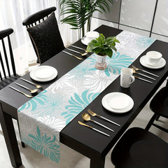 Aqua Chrysanthemum Flowers Table Runner Placemats Heat Resistant Floral Pad