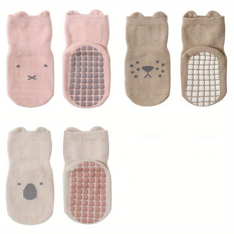 3 Pairs Cartoon Non Slip Floor Socks for Boys Breathable Sport Socks for Kids