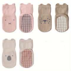 3 Pairs Cartoon Non Slip Floor Socks for Boys Breathable Sport Socks for Kids