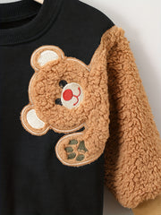 Bear Embroidered Sweatshirts Long Sleeve Pullover Top