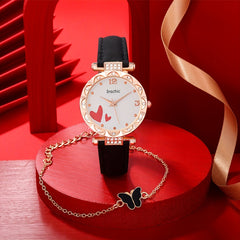 Student Digital Heart Diamond Watch and Butterfly Jewelry Set