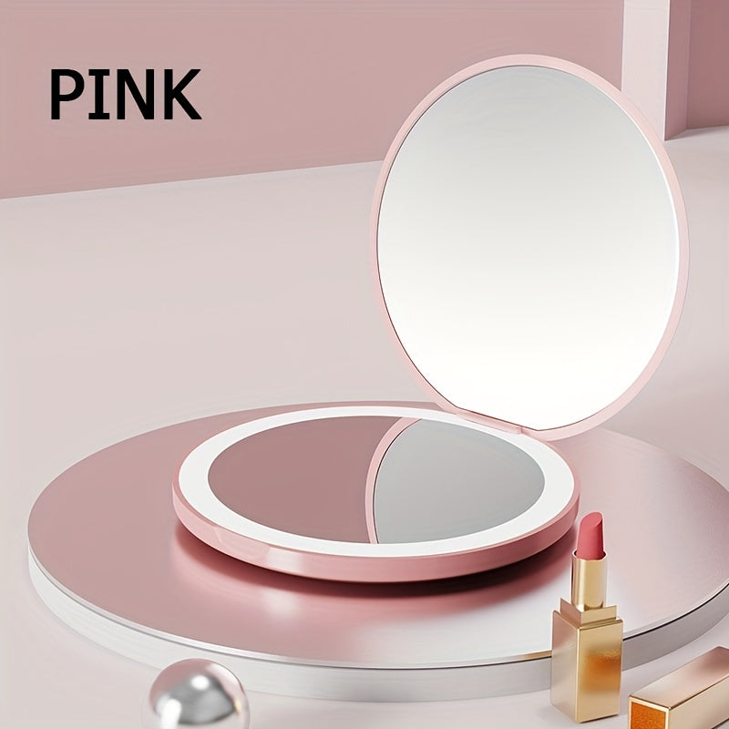 Mini LED Makeup Mirror Round Folding Portable Lighted Beauty Mirror