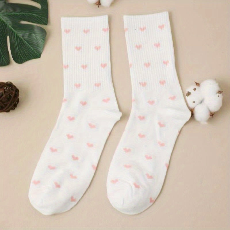 Heart Print Socks Comfy Mid Tube Women's Stockings