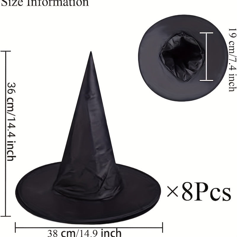 8Pcs Halloween Witch Hats Hanging Floating Witch Hat Decoration
