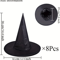 8Pcs Halloween Witch Hats Hanging Floating Witch Hat Decoration