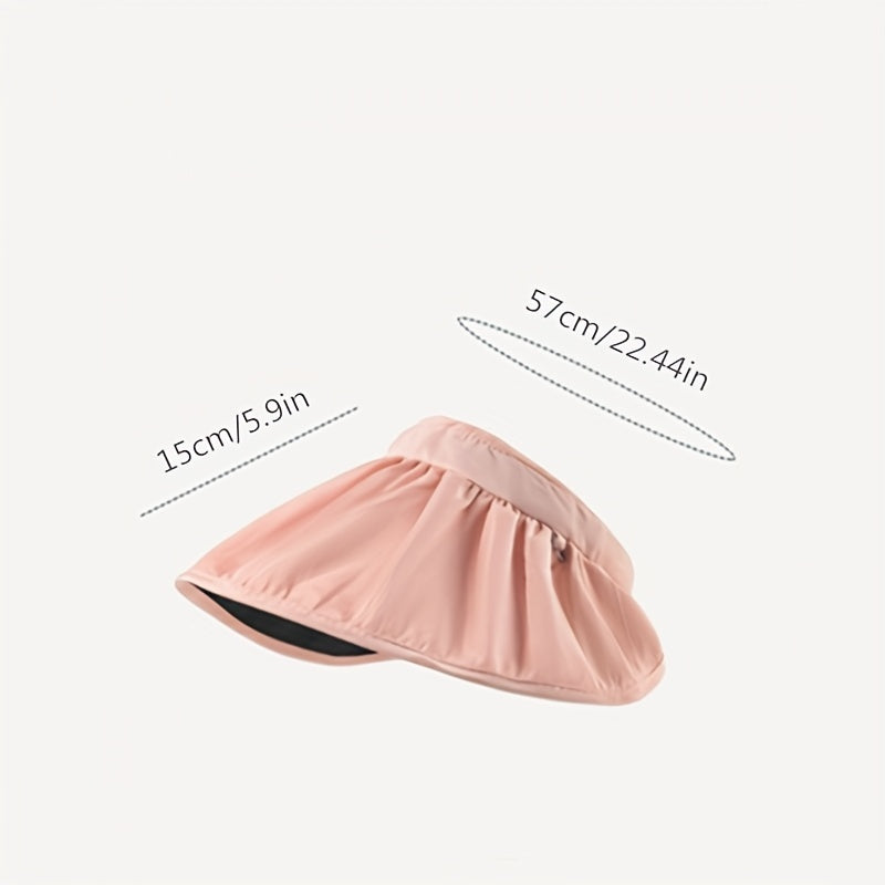 Solid Shell Visor Hat Foldable Headband Wide Brim Sunscreen Travel Beach Hats