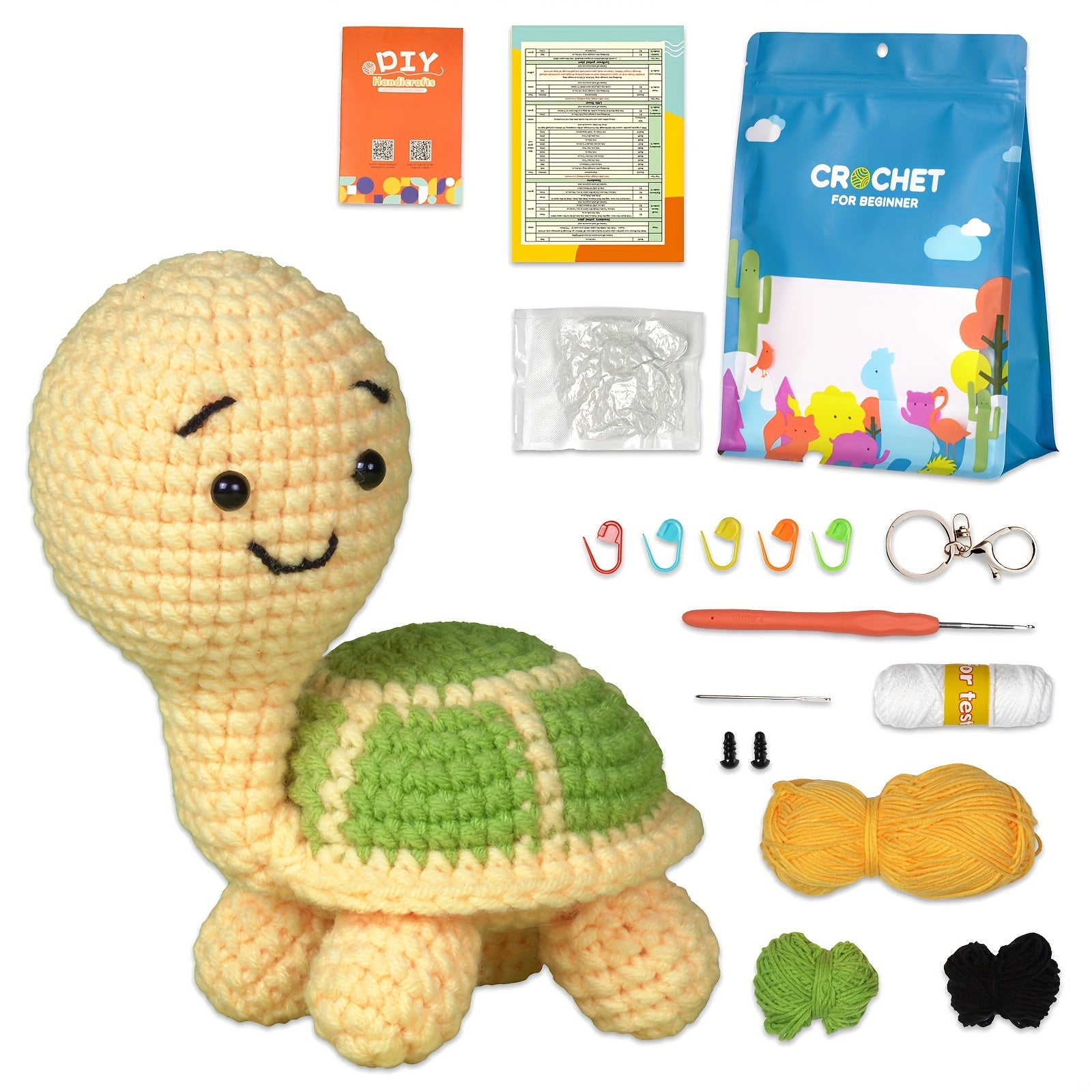 1pc Crochet Material Package Doll Braided DIY Wool Line Standing Turtle Pendant