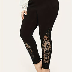 Lace Stitching Skinny Leggings - Women's Sporty Clothing