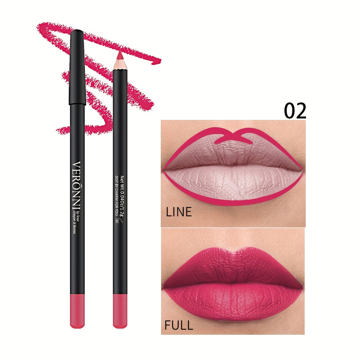 VERONNI Nude Matte Lip Liner Pencil Waterproof Sweatproof Correcting Lip Pen