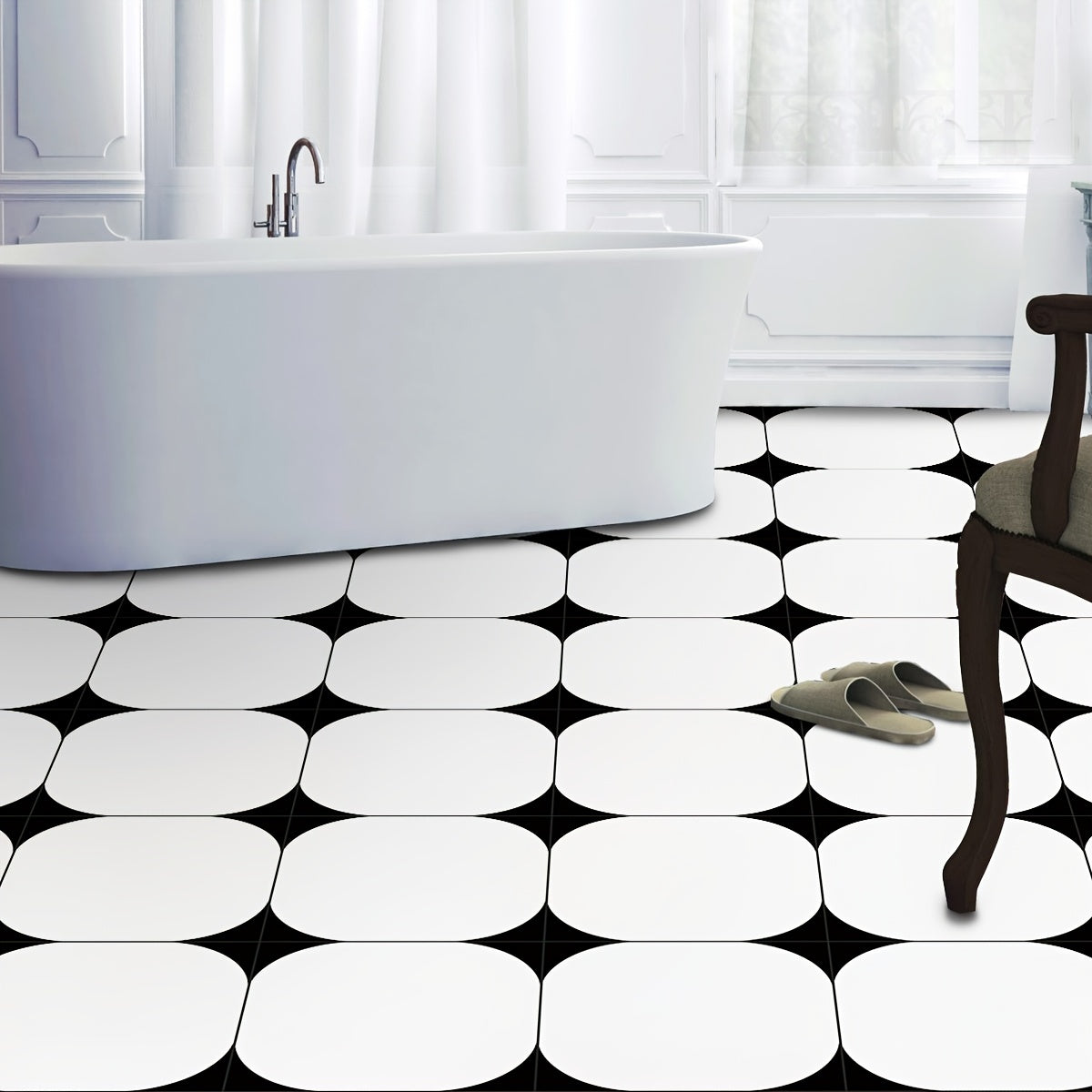 12pcs Waterproof Tile Stickers Non-slip Self-adhesive Kitchen Bathroom Decor