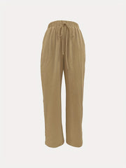 Solid Drawstring Straight Leg Pants for Spring & Summer