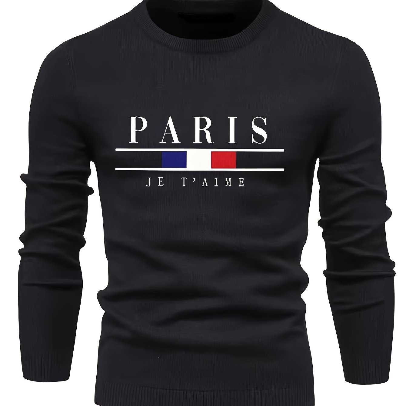 Men's Knitted Sweater Classic PARIS Pattern Crew Neck