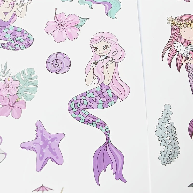 Waterproof Mermaid Tattoos for Kids - Set of 10 Sheets