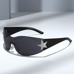 Rimless Gradient Sunglasses for Women Star Decoration Eyewear