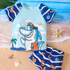 Boys Shark & Fish Swim Trunks & Tops Set for Vacation