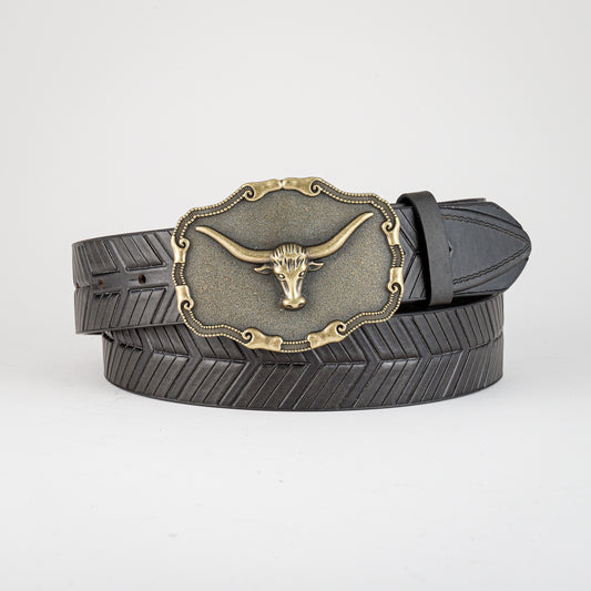Men's Bull Head Buckle Belt for Outdoor Daily Party