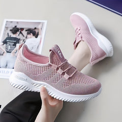 Women's Knit Sports Shoes Lace Up Low Top Running Shoes