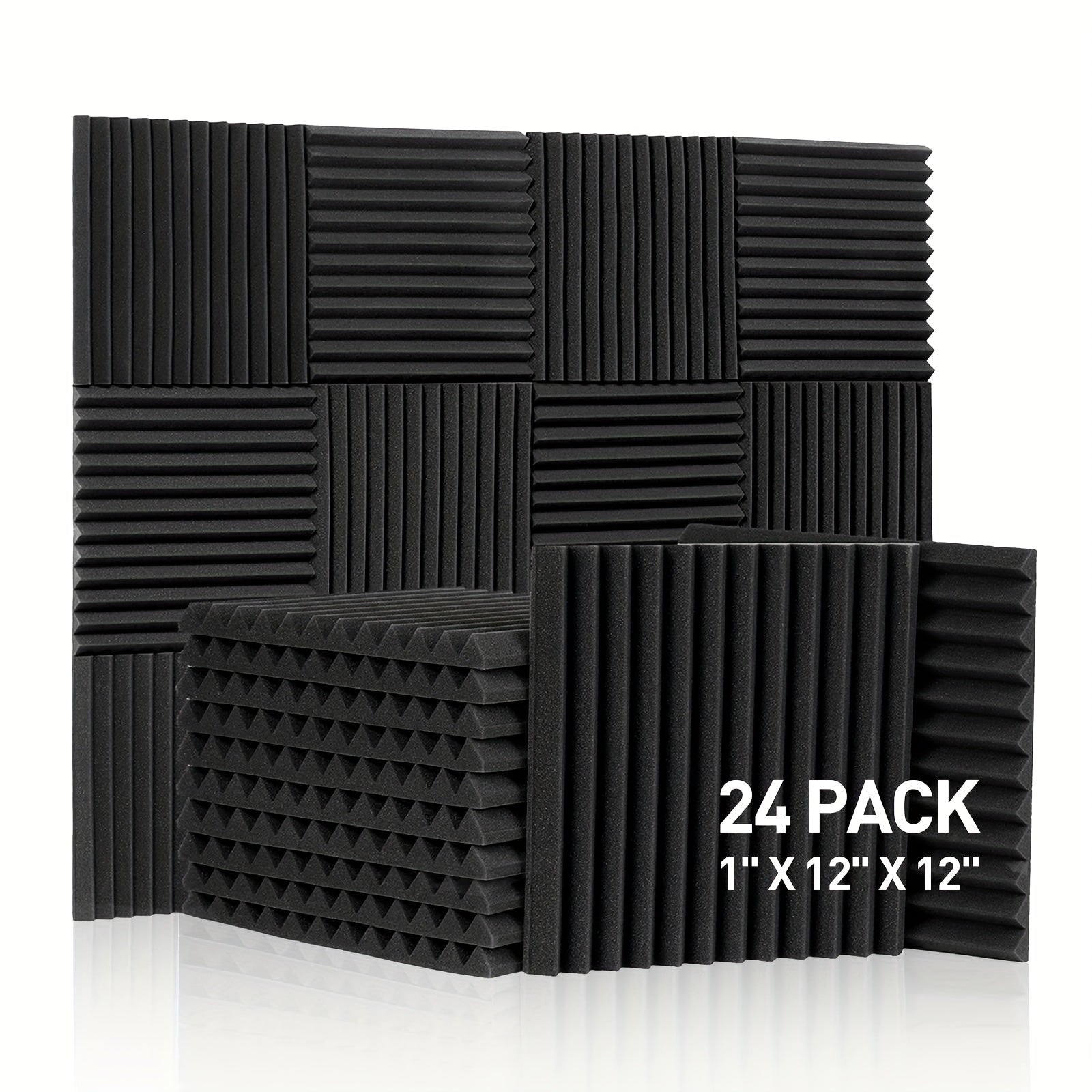 24pcs Acoustic Panels 12x12x1 High Density Foam for Echo Absorption