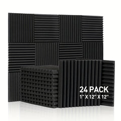 24pcs Acoustic Panels 12x12x1 High Density Foam for Echo Absorption