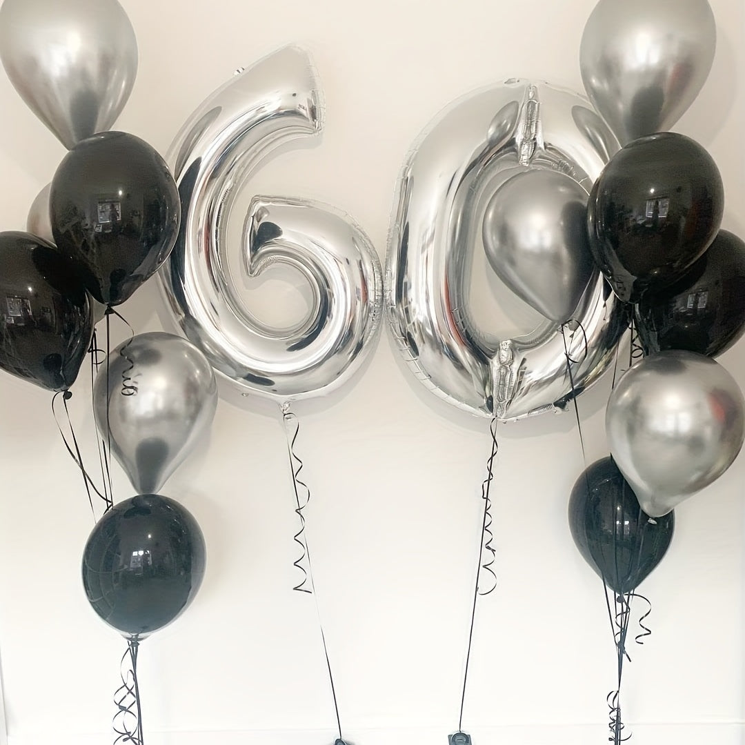 61pcs Silvery Balloons Confetti Set Matte Metallic Latex Balloon for Party