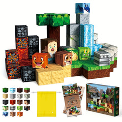 80pcs Magnetic Blocks Create Your Own Dinosaur Land Scene Magnet Tiles Toys