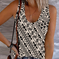 Geometric Print Tank Top Sleeveless Summer Top