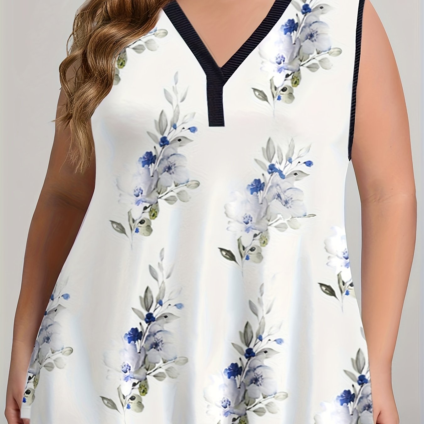 Floral Print V Neck Tank Top