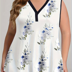 Floral Print V Neck Tank Top